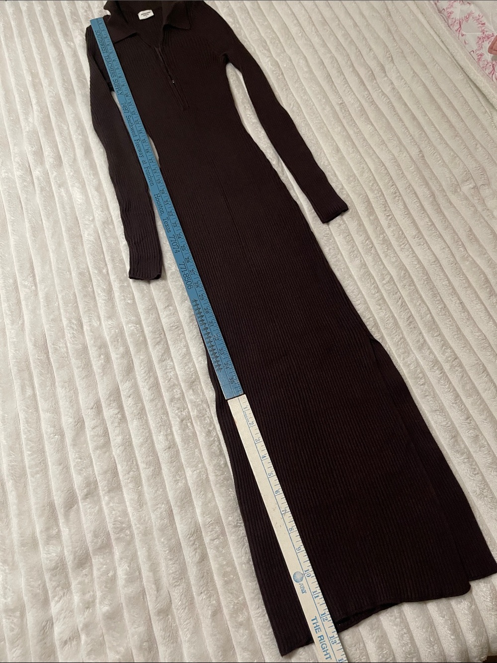 Abercrombie & Fitch Long Ribbed Maxi Dress in Dark Brown | Size Small TALL - Picture 3 of 8